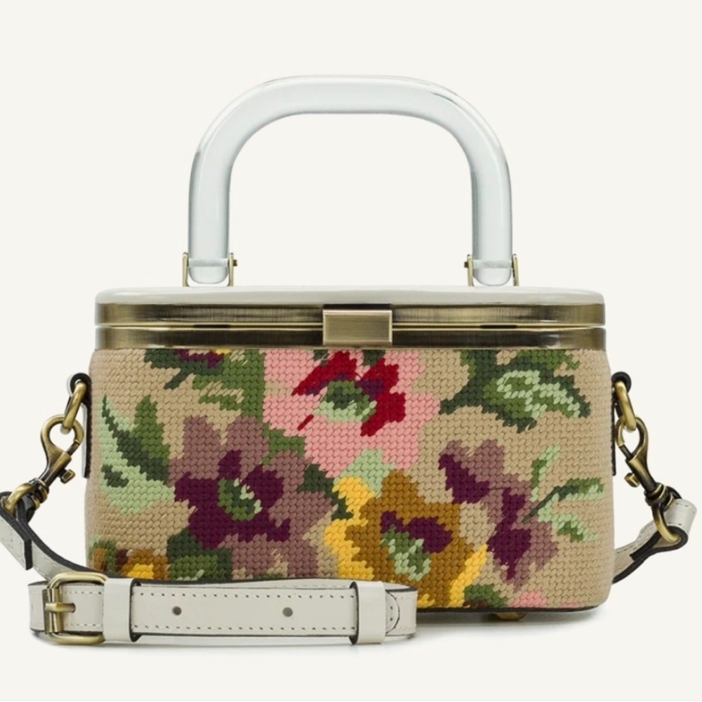 Patricia Nash Limited Needlepoint Multicolor Floral Crossbody Box Bag - Picture 4 of 6